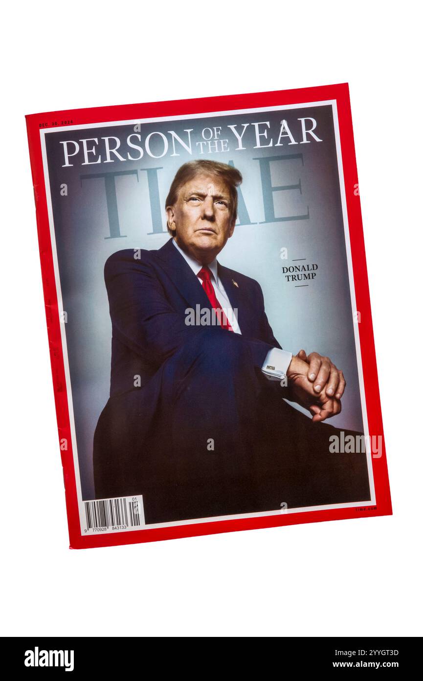 Il presidente DEGLI STATI UNITI ha eletto Donald Trump sulla copertina della rivista Time come persona dell'anno 2024. Foto Stock