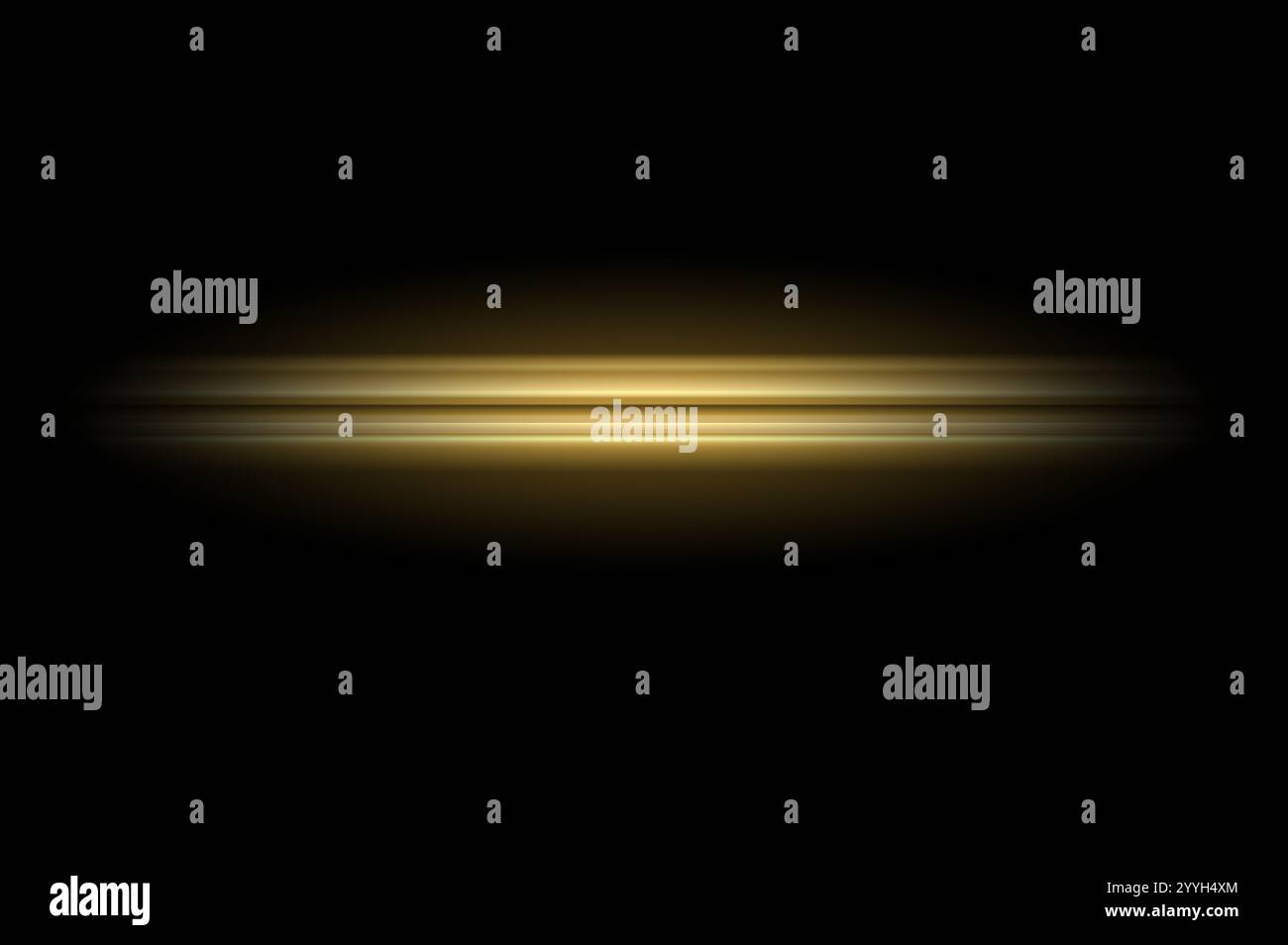 Striature di luce dorata con particelle scintillanti su sfondo nero effetto Glow elegante per design di lusso. Foto Stock