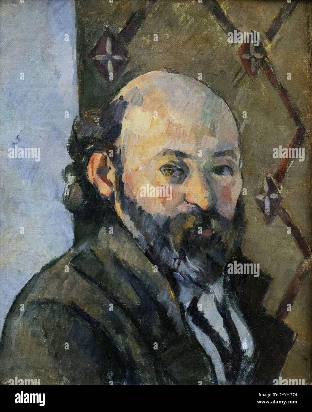 Paul Cezanne Self Portrait, 1880-81, 40 anni circa. Pittura di Paul Cezanne; pittore post-impressionista francese del XIX secolo. Olio su tela Foto Stock