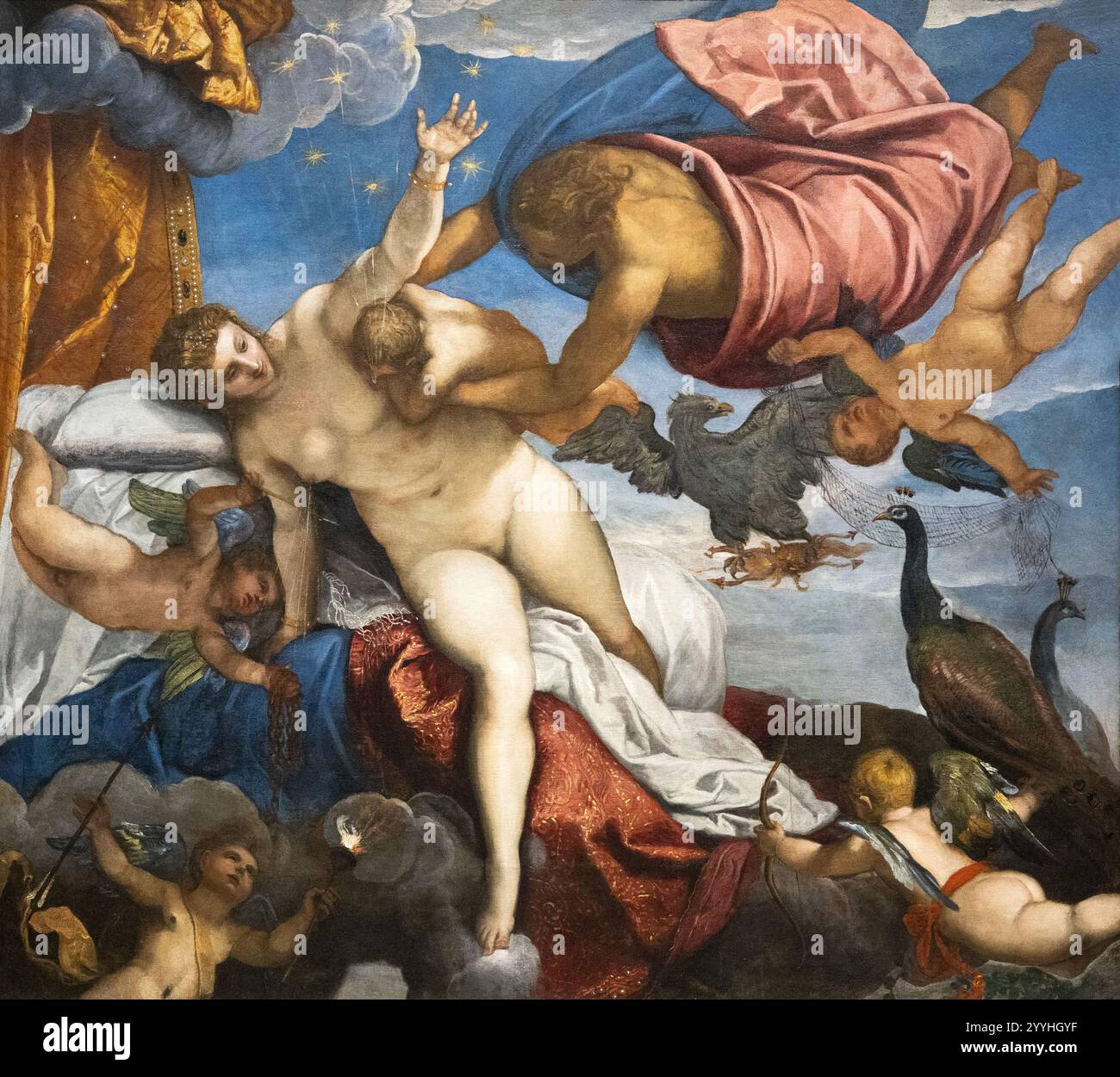 Tintoretto; l'origine della via Lattea, c. 1575; Tintoretto, pittore rinascimentale italiano della scuola veneziana negli anni '1500; XVI secolo. Foto Stock