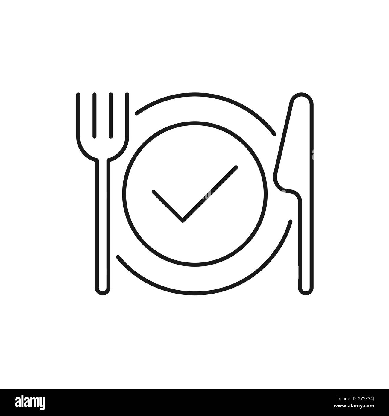 icona della sicurezza alimentare, scudo con forchetta e coltello, prodotto ecologico puro, simbolo della linea sottile - illustrazione del vettore di corsa modificabile Illustrazione Vettoriale