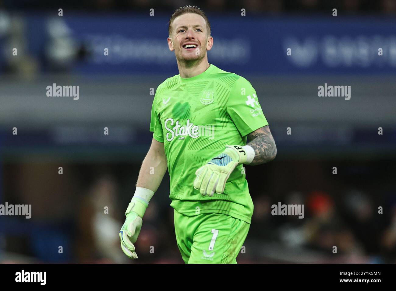 Jordan Pickford di Everton durante la partita di Premier League Everton vs Chelsea al Goodison Park, Liverpool, Regno Unito, 22 dicembre 2024 (foto di Mark Cosgrove/News Images) Foto Stock