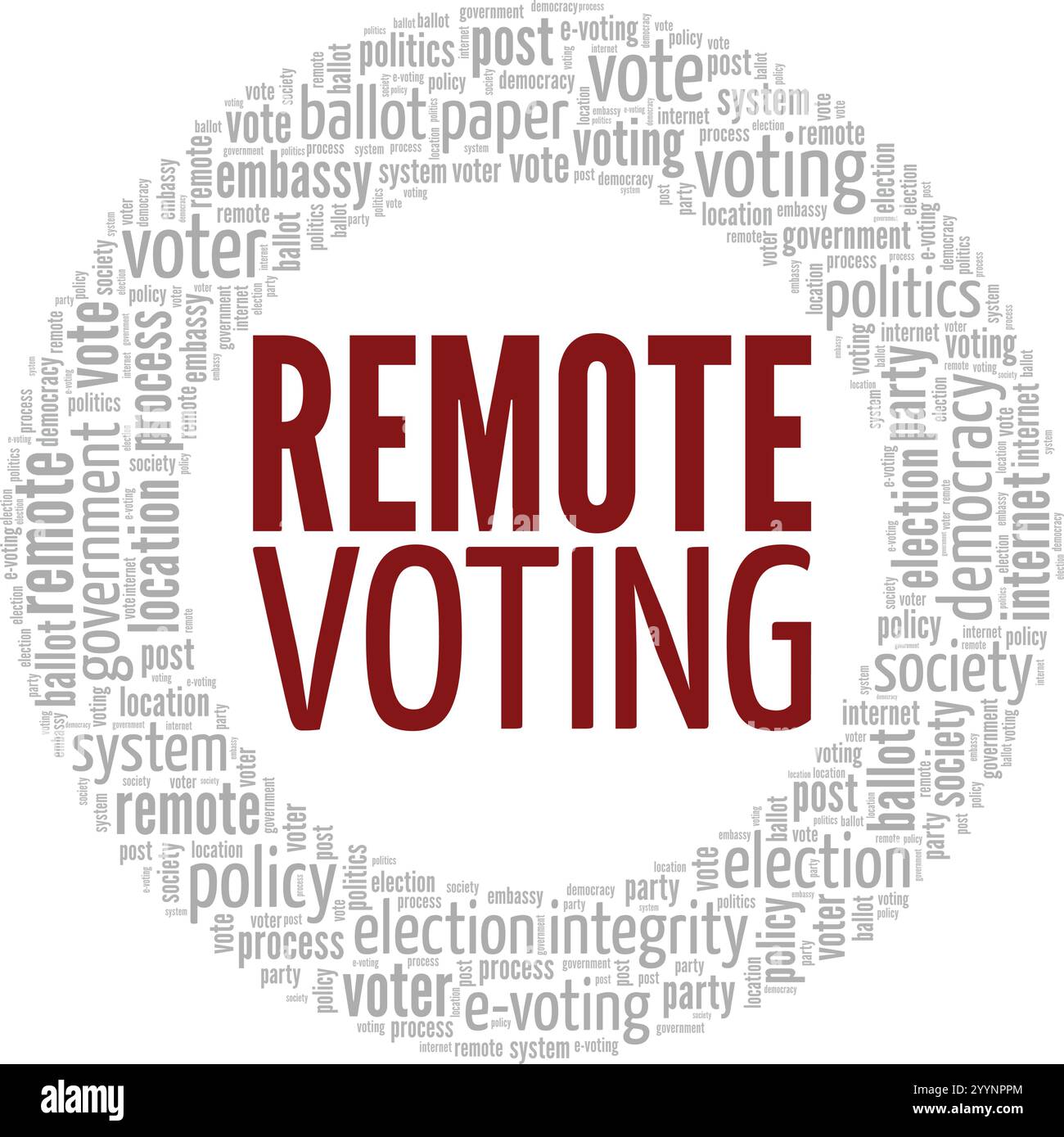 Progettazione concettuale di Word cloud con voting remoto isolato su sfondo bianco. Illustrazione Vettoriale