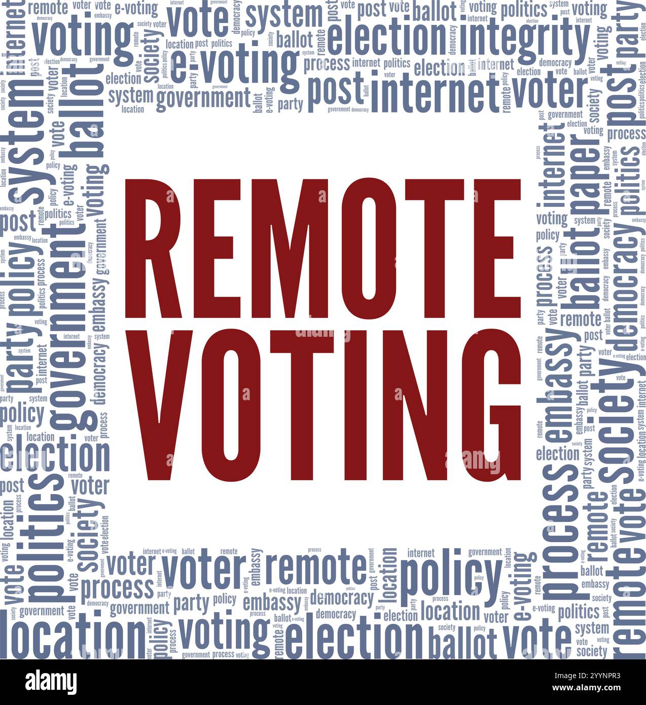 Progettazione concettuale di Word cloud con voting remoto isolato su sfondo bianco. Illustrazione Vettoriale