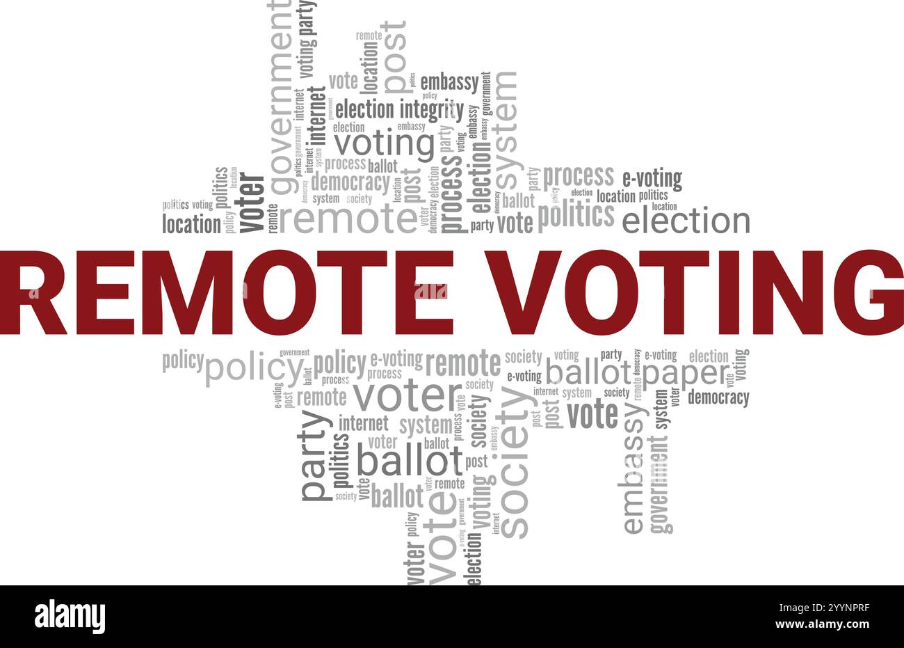 Progettazione concettuale di Word cloud con voting remoto isolato su sfondo bianco. Illustrazione Vettoriale