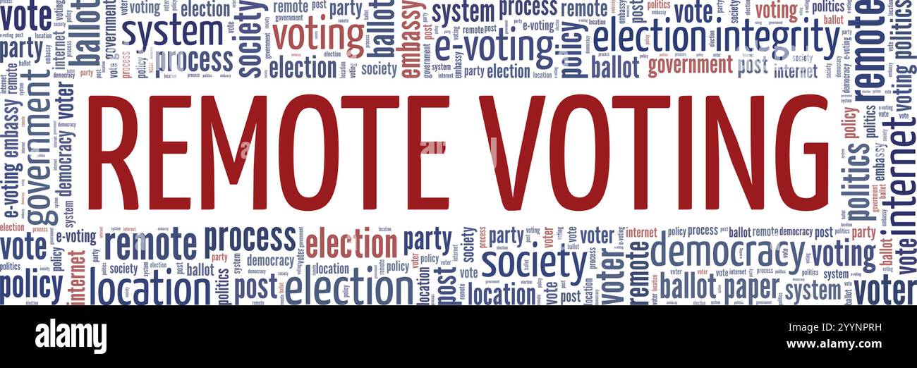 Progettazione concettuale di Word cloud con voting remoto isolato su sfondo bianco. Illustrazione Vettoriale