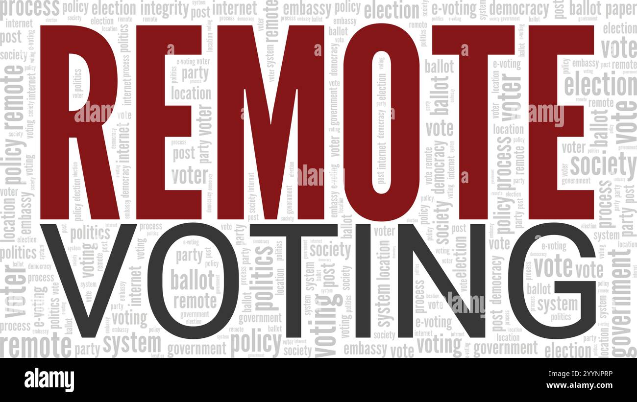 Progettazione concettuale di Word cloud con voting remoto isolato su sfondo bianco. Illustrazione Vettoriale