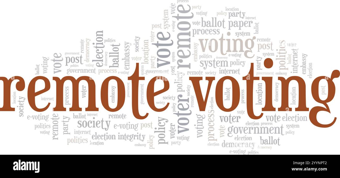 Progettazione concettuale di Word cloud con voting remoto isolato su sfondo bianco. Illustrazione Vettoriale