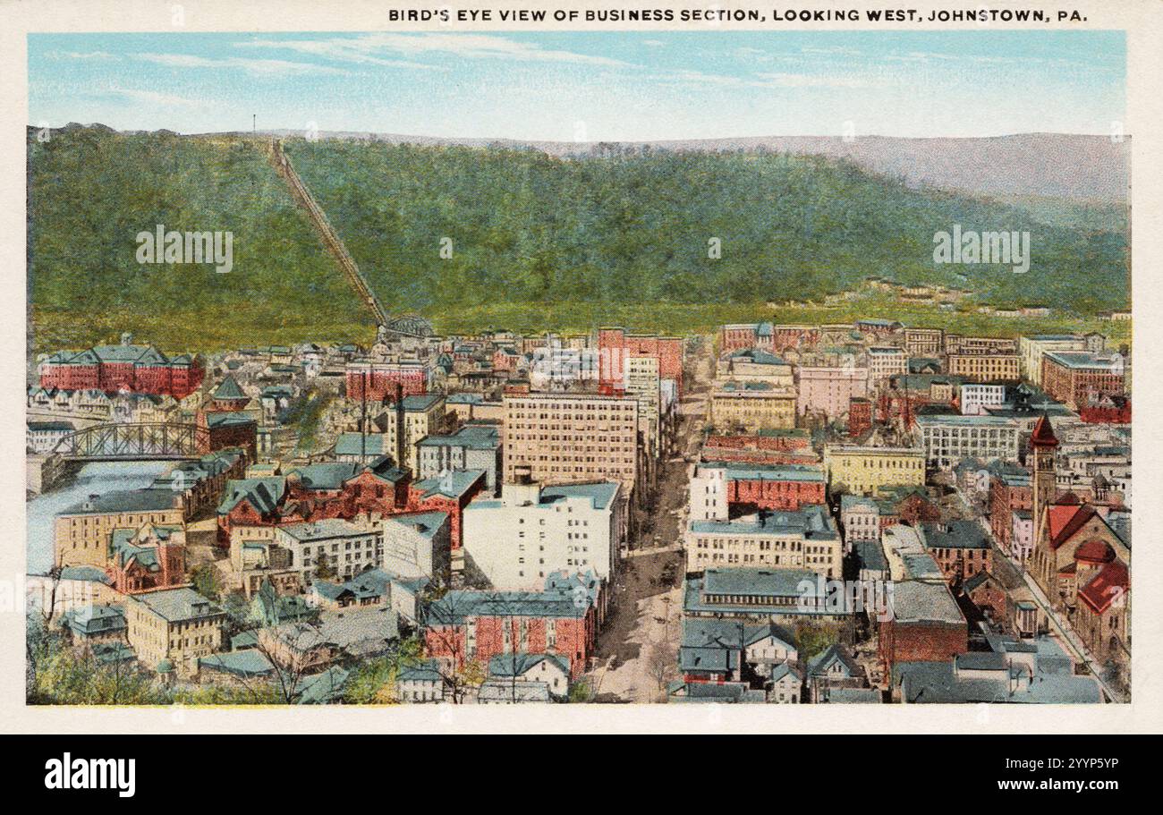Johnstown, Pennsylvania, vista panoramica, cartolina degli anni '1930 circa. fotografo non identificato Foto Stock