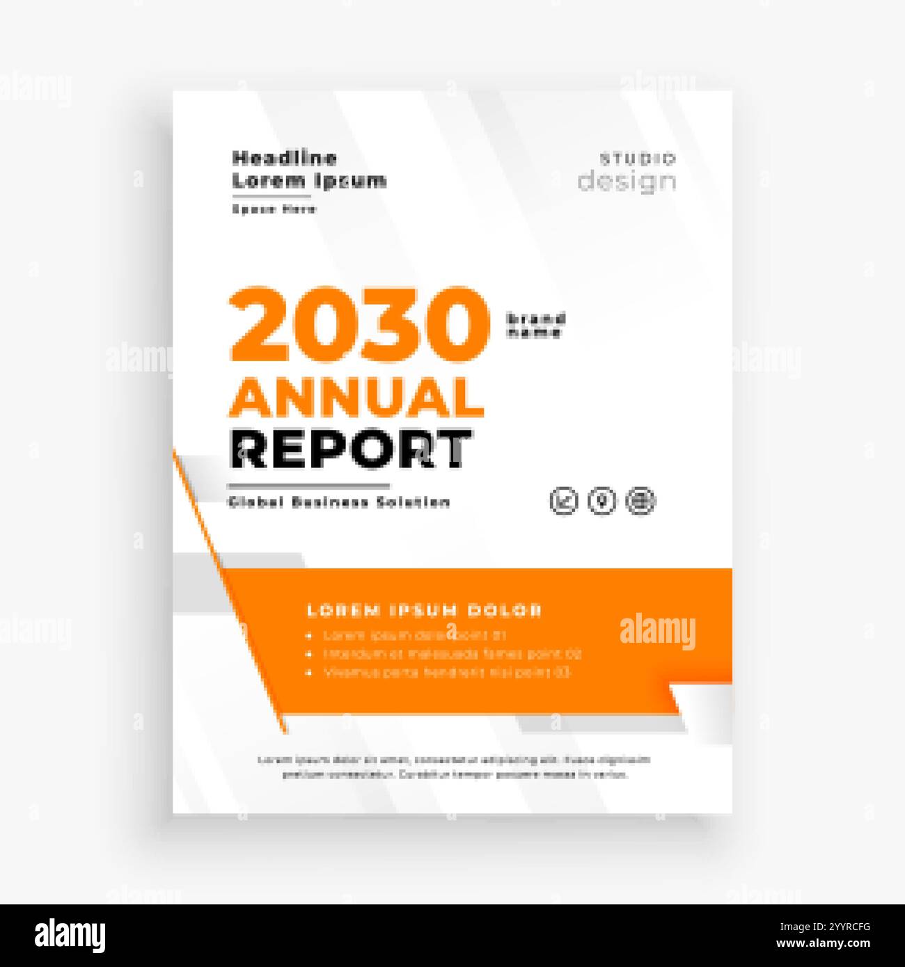 modello di report annuale aziendale in arancione Illustrazione Vettoriale