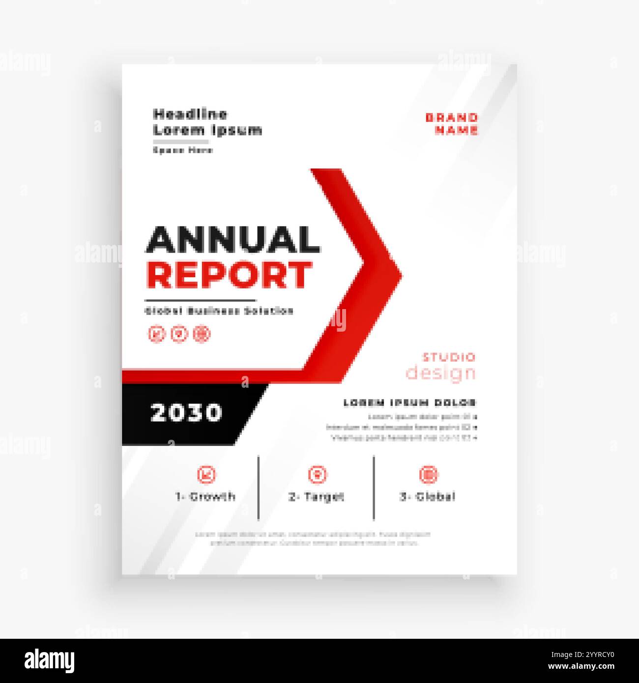 modello di brochure aziendale con report annuale di colore rosso elegante Illustrazione Vettoriale