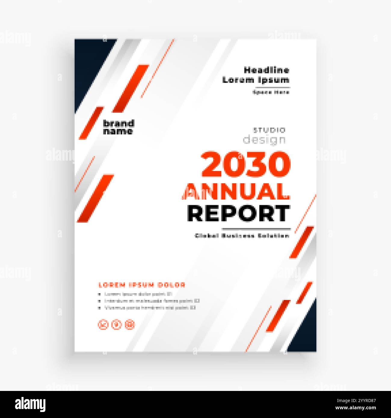 modello rosso di business del rapporto annuale dell'azienda moderna Illustrazione Vettoriale