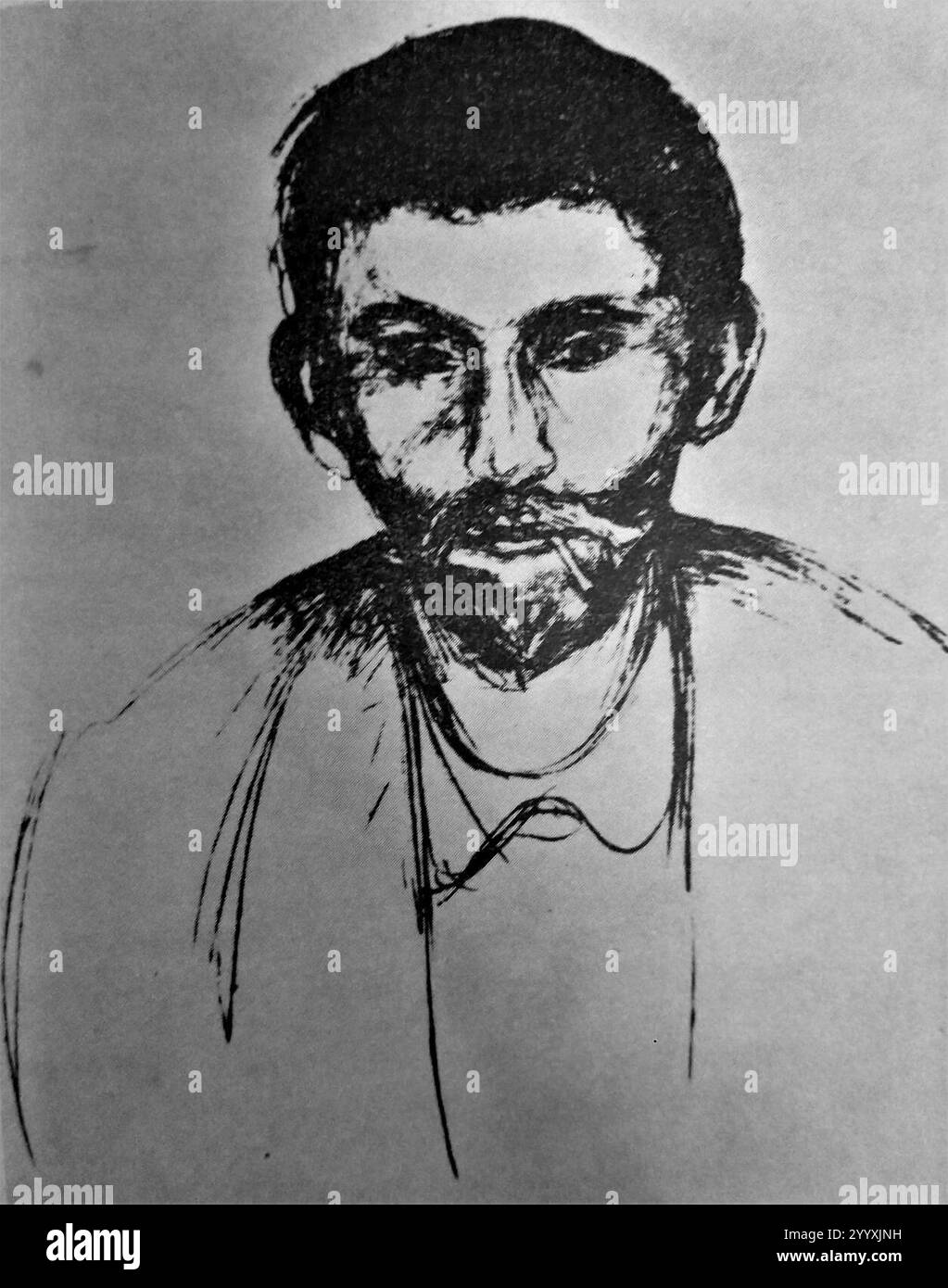 Edward Munch, portret Stanisława Przybyszewskiego, 1898 litografia. Foto Stock