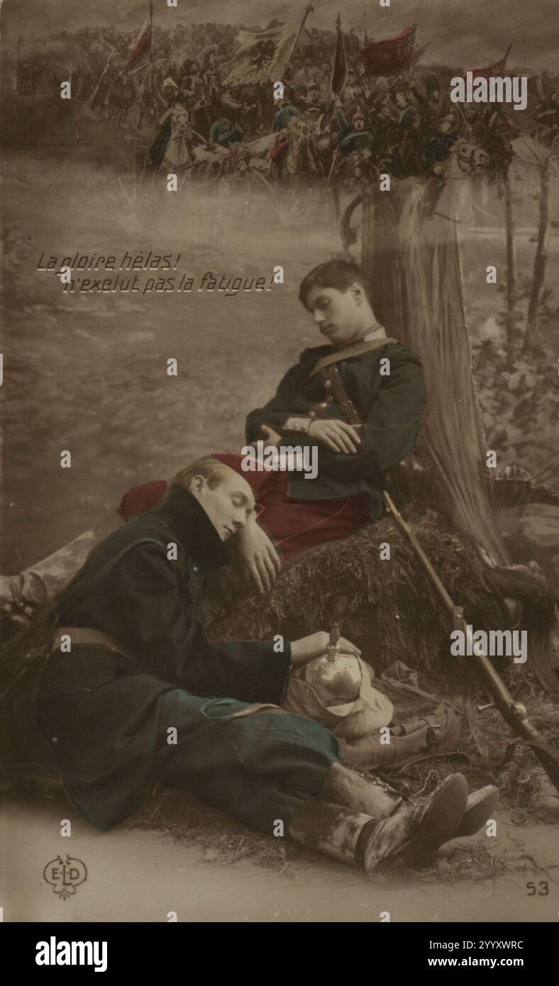 Eerste Wereldoorlog, propaganda, ansichtkaarten, prentbriefkaarten, ingekleurde foto, fotocollage, Foto Stock