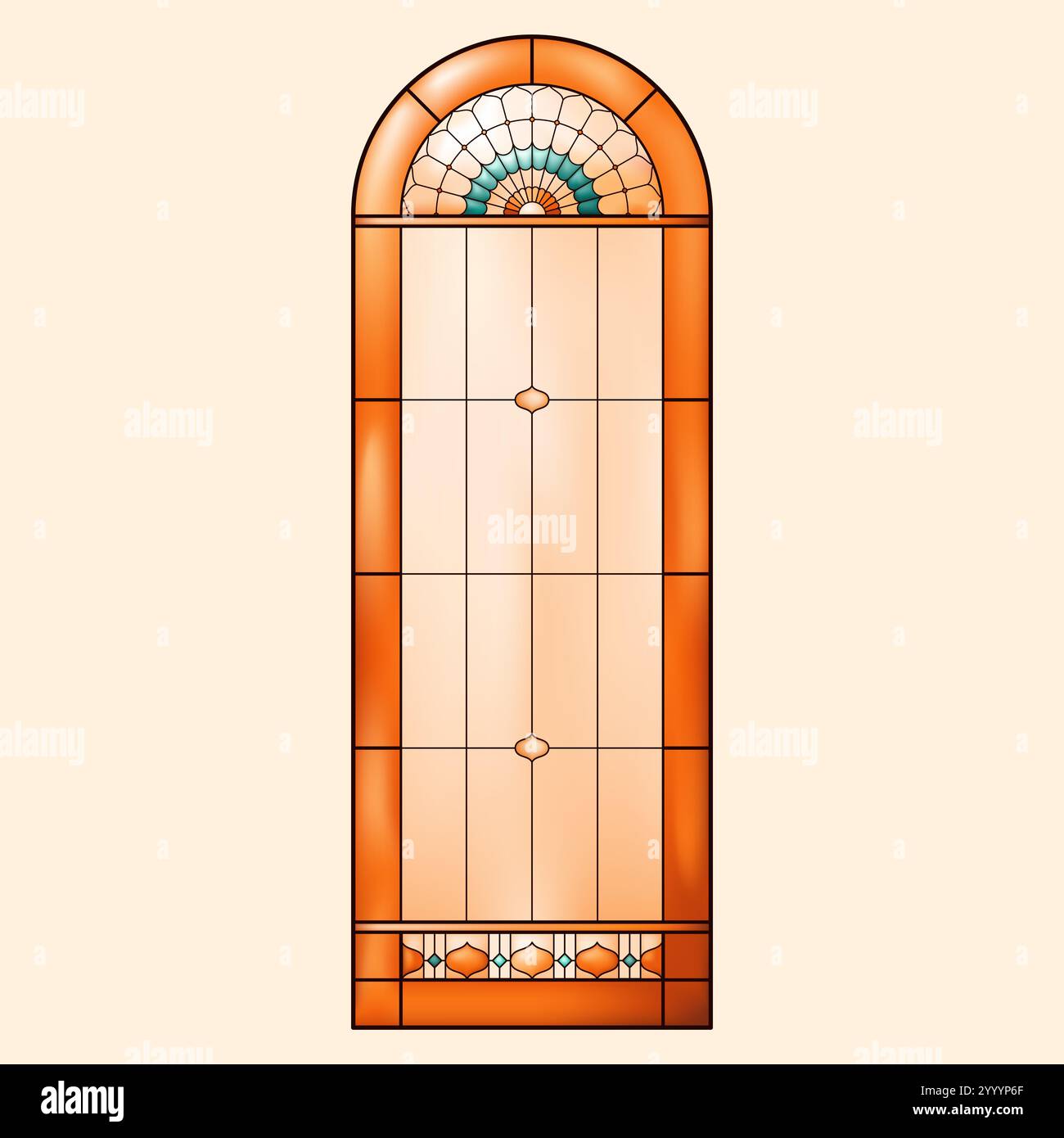 Vetrata cristiana della Chiesa. Colori mesh caldi. Illustrazione Vettoriale