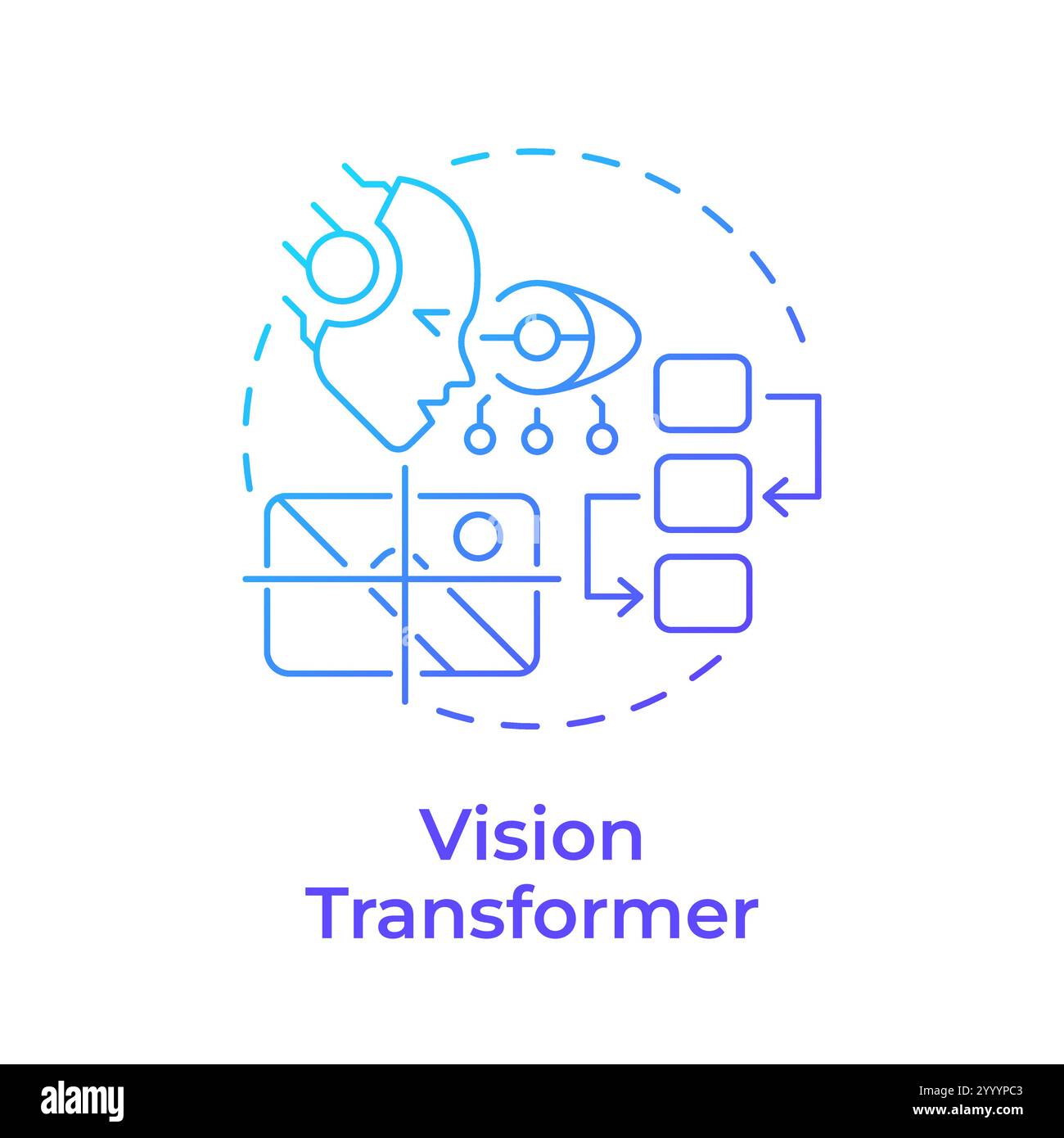 Icona Concept del trasformatore di visione in gradiente blu Illustrazione Vettoriale