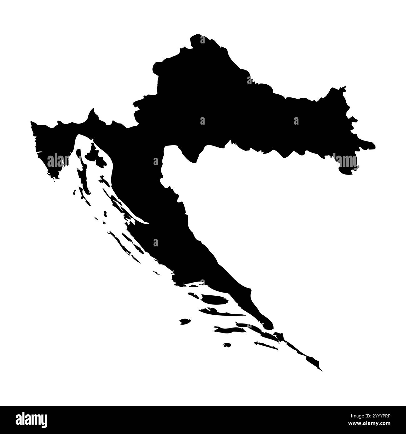 Croazia rappresentazione vettoriale dettagliata della silhouette del paese in nero su sfondo bianco. Per uso didattico, decorativo o informativo che illustri il profilo nazionale. Illustrazione Vettoriale
