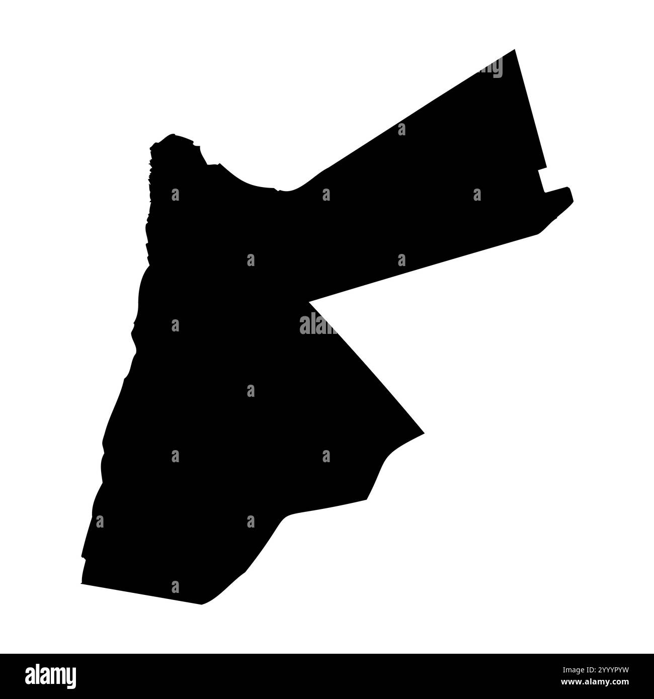Jordan, con dettagli vettoriali elevati, silhouette country in nero su sfondo bianco. Per uso didattico, decorativo o informativo che illustri il profilo nazionale. Illustrazione Vettoriale