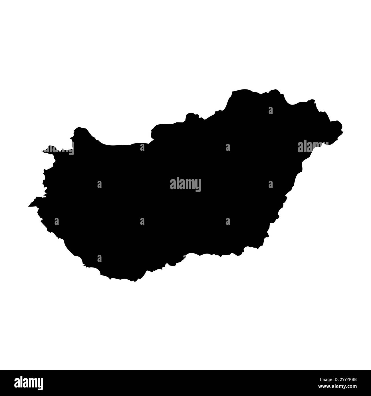 Ungheria rappresentazione vettoriale dettagliata della silhouette del paese in nero pieno su sfondo bianco. Per uso didattico, decorativo o informativo che illustri il profilo nazionale. Illustrazione Vettoriale