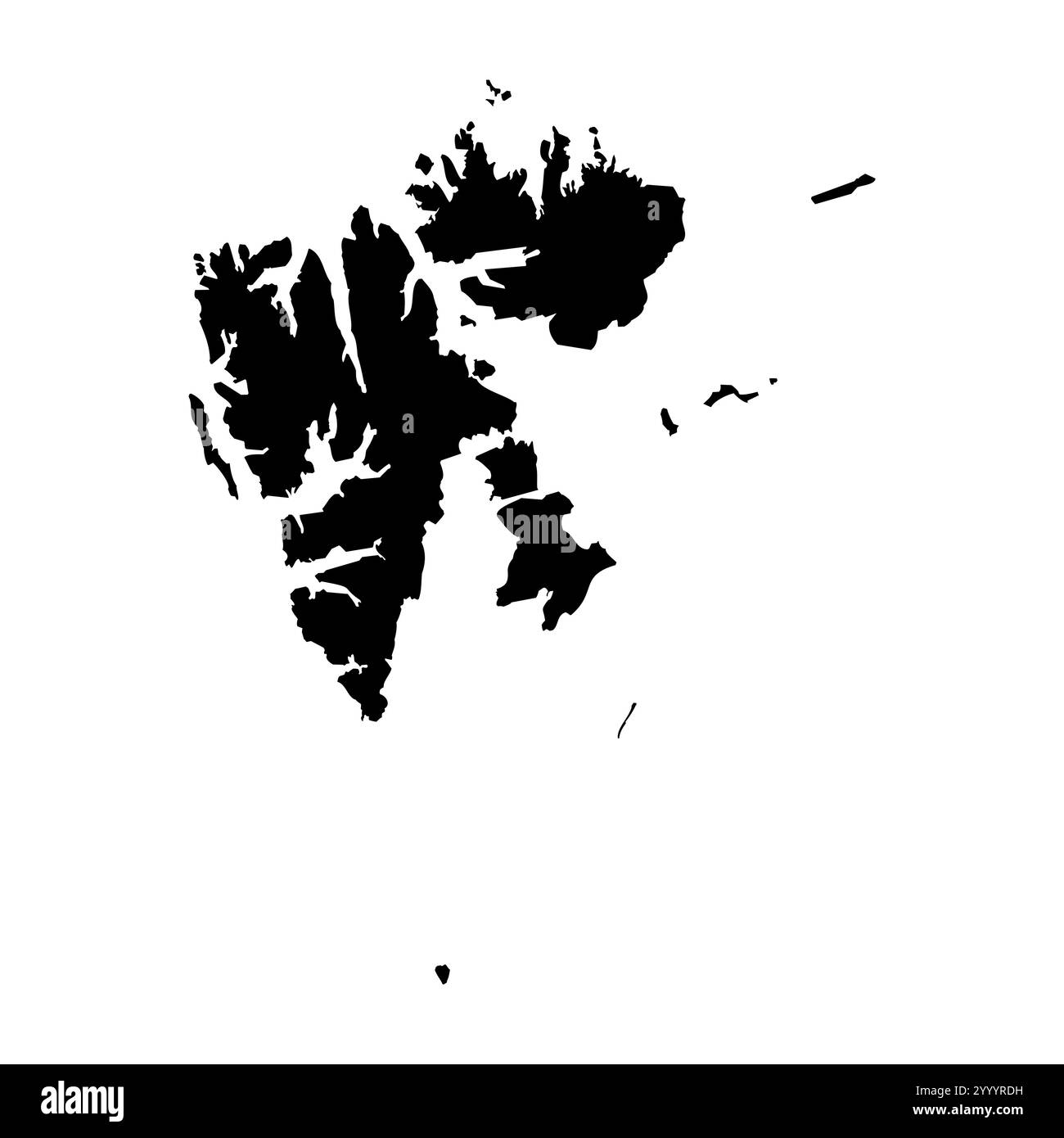 Svalbard, alias Spitzbergen, rappresentazione vettoriale dettagliata della silhouette country in nero su sfondo bianco. Per uso didattico, decorativo o informativo che illustri il profilo nazionale. Illustrazione Vettoriale