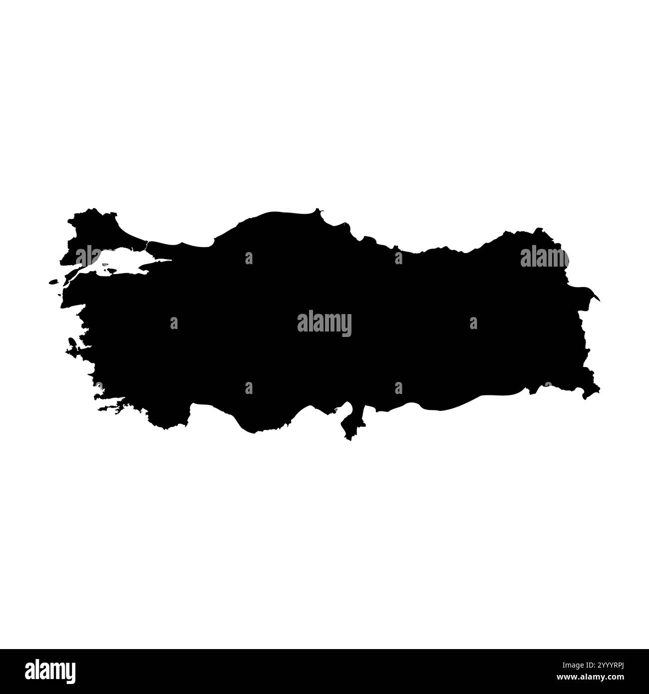 Turchia rappresentazione vettoriale dettagliata della silhouette del paese in nero su sfondo bianco. Per uso didattico, decorativo o informativo che illustri il profilo nazionale. Illustrazione Vettoriale