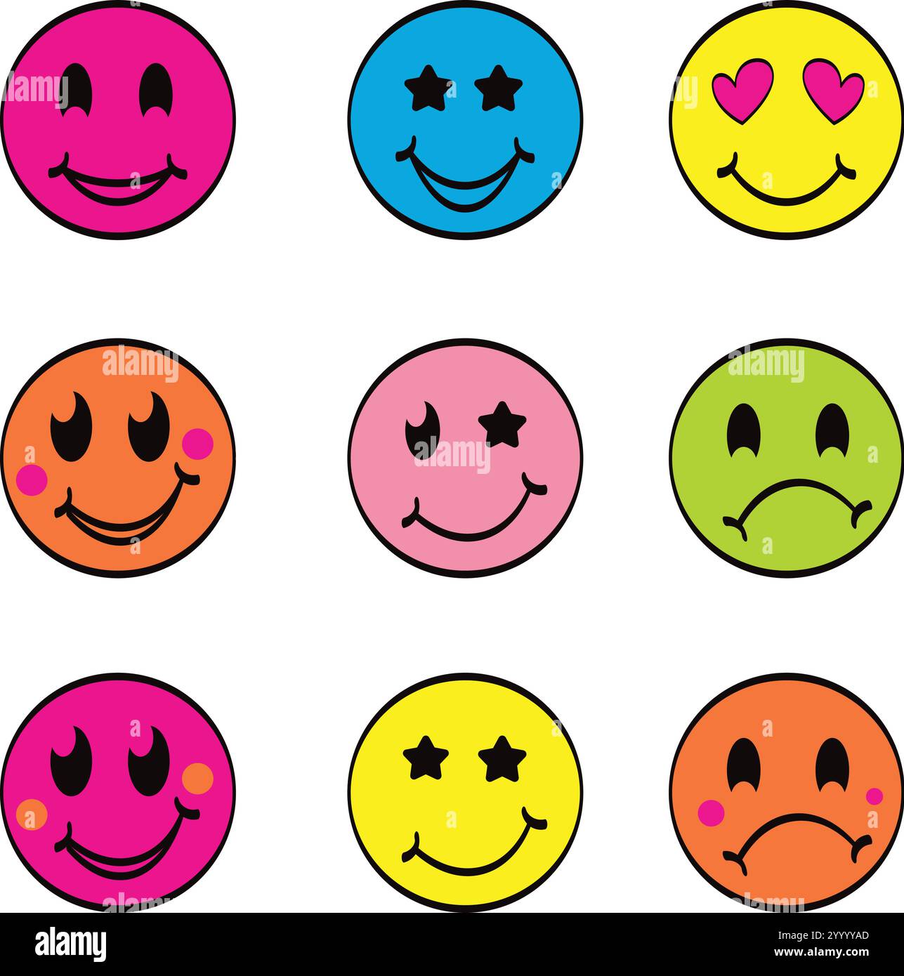 Illustrazione emoji retrò disegnata a mano Illustrazione Vettoriale