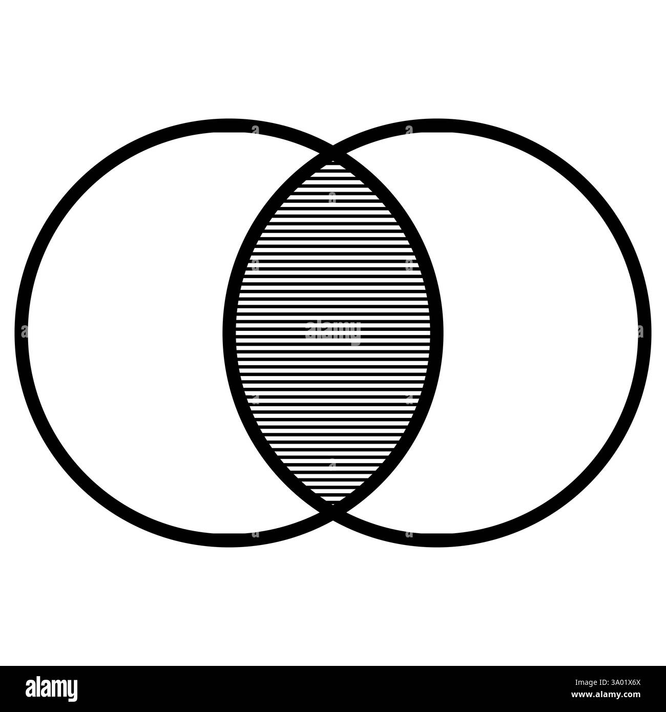 Elegante schema di intersezione Black Venn Diagram in un design semplice Illustrazione Vettoriale