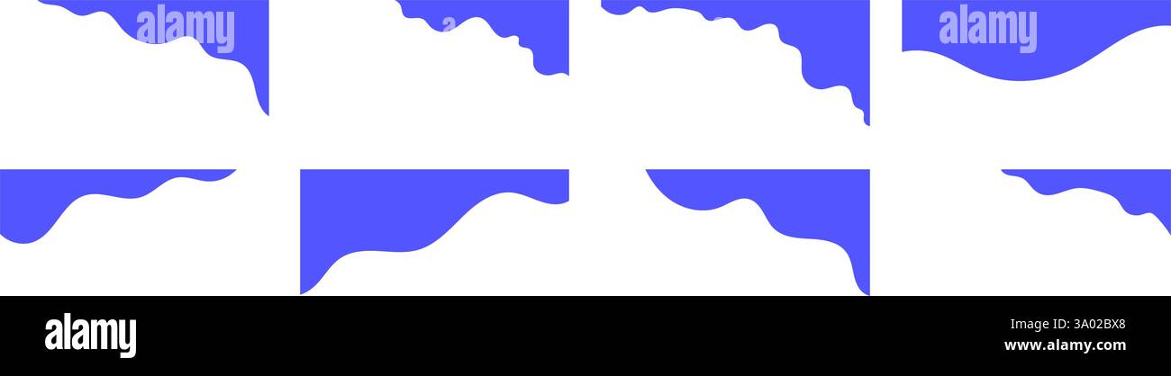 Set di moderni modelli di intestazione blu ondulato per siti Web con forme fluide organiche per Creative Web Design Illustrazione Vettoriale