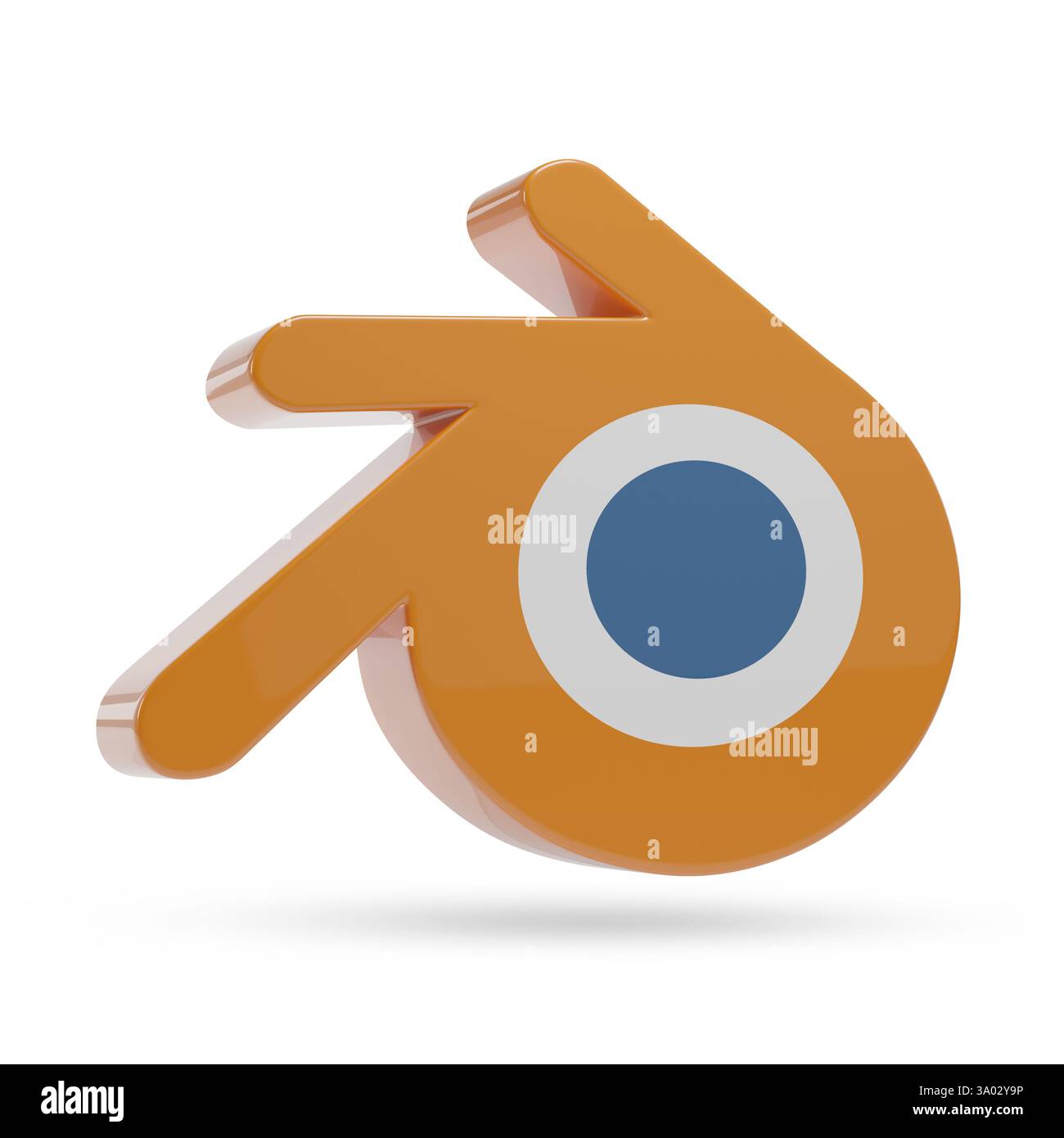Buenos Aires, Argentina - 28 gennaio 2025: Logo tridimensionale del software Blender isolato su sfondo bianco. illustrazione 3d. Foto Stock
