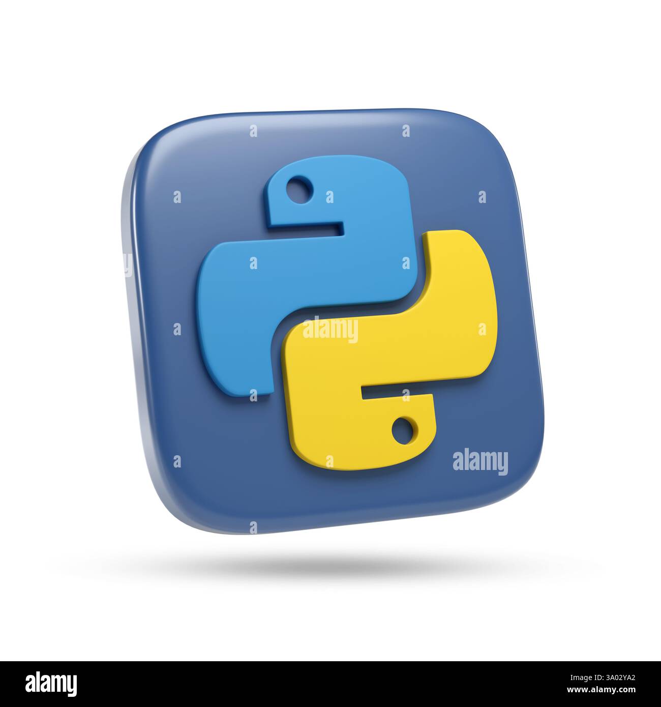 Buenos Aires, Argentina - 22 febbraio 2025: Logo tridimensionale del linguaggio di programmazione Python isolato su sfondo bianco. illustrazione 3d. Foto Stock