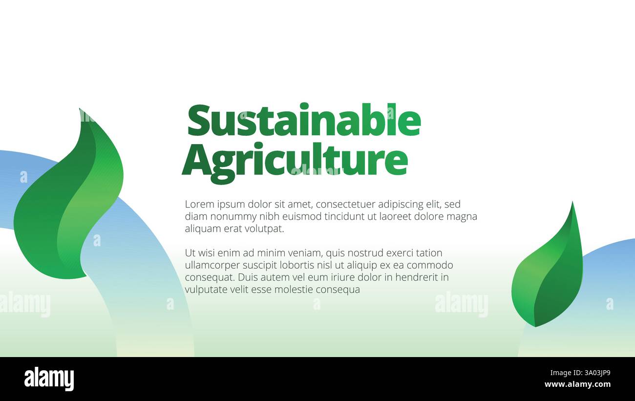 Concetto di agricoltura sostenibile. modelli di presentazione layout del report aziendale annuale. foglie verdi astratte con sfumatura lineare pulita Illustrazione Vettoriale