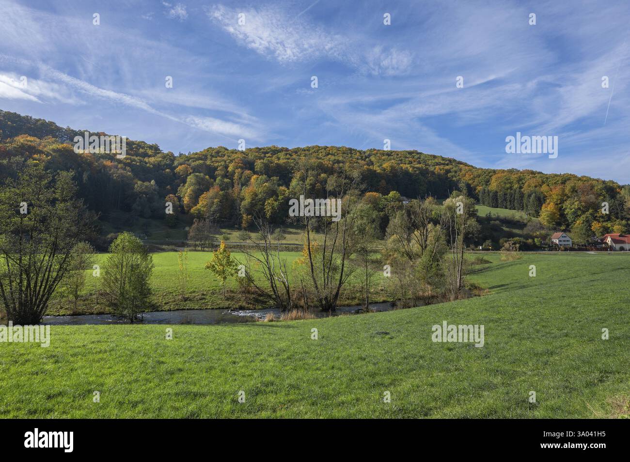 Paesaggio autunnale della Svizzera Franconica, Baviera, Germania, Europa Foto Stock
