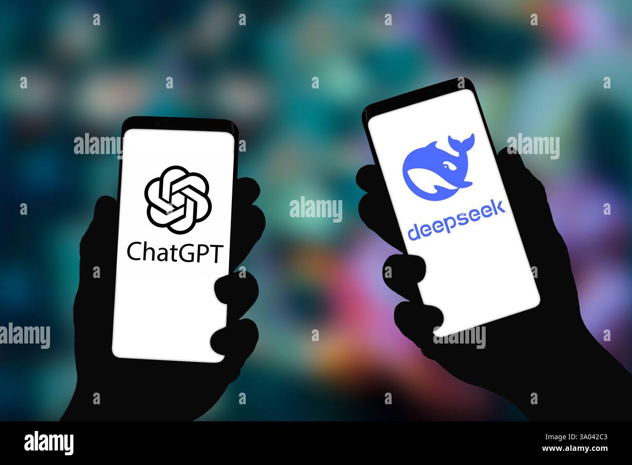 ChatGPT e Deepseek - società di intelligenza artificiale ai Foto Stock