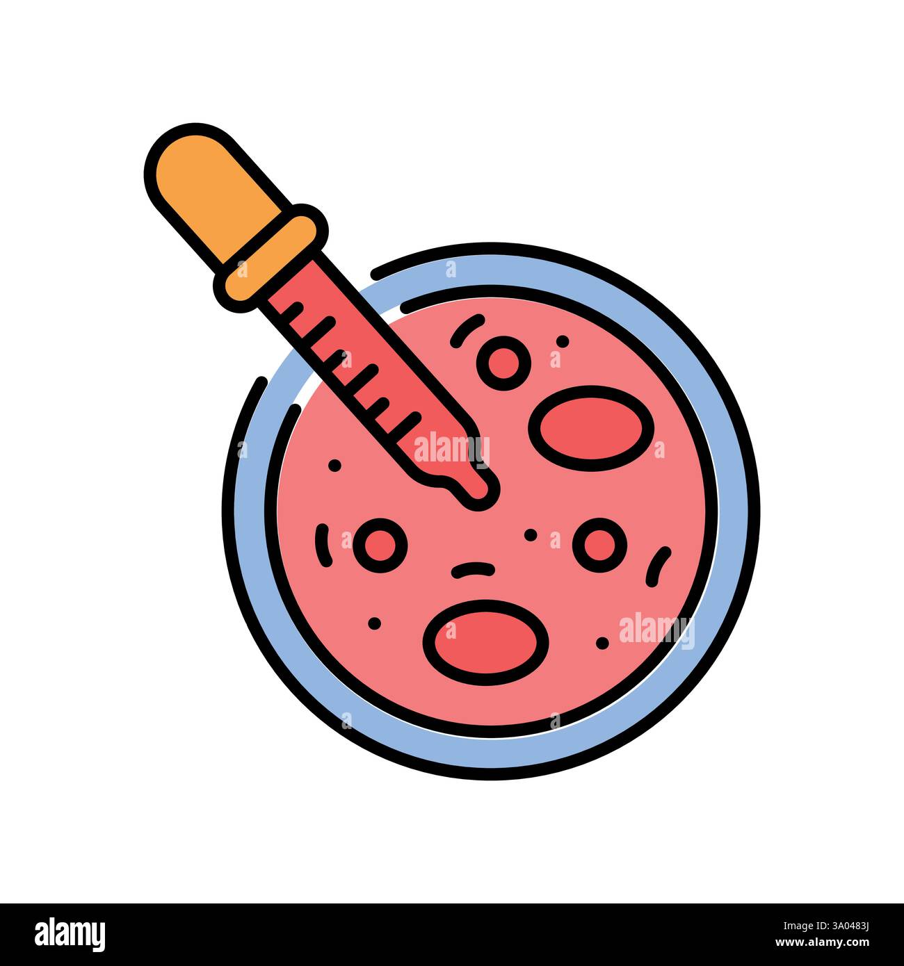 Icona della linea colorata per colture cellulari. Elemento isolato vettoriale. Traccia modificabile. Illustrazione Vettoriale