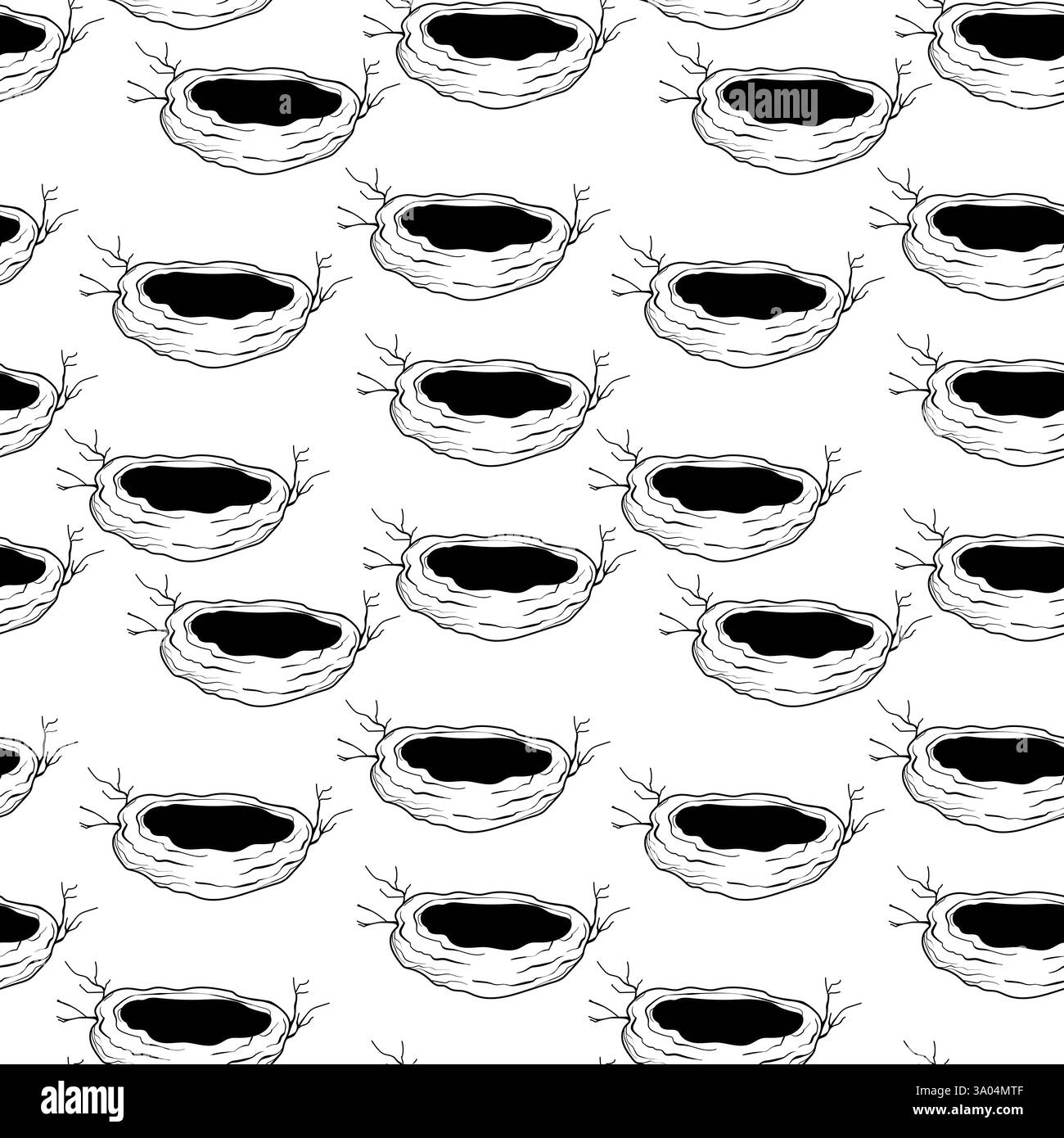 Motivo primaverile senza cuciture con nido d'uccello con uova. Illustrazione vettoriale disegnata a mano durante la Pasqua, design delle festività Illustrazione Vettoriale