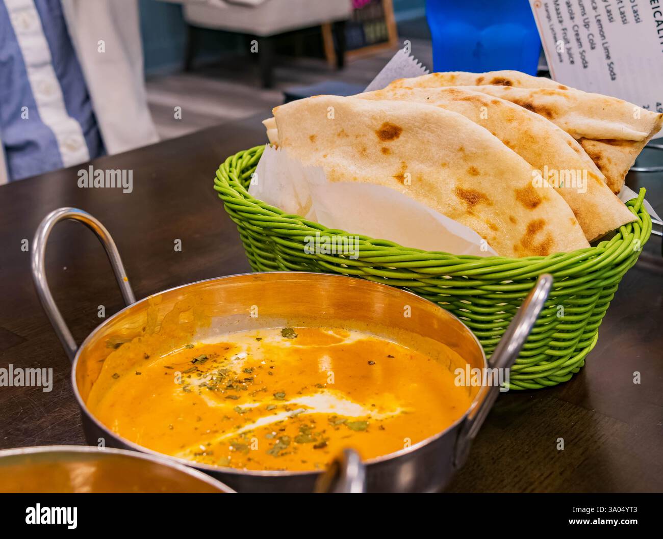 Primo piano di piatti al curry in stile indiano al Texas Foto Stock