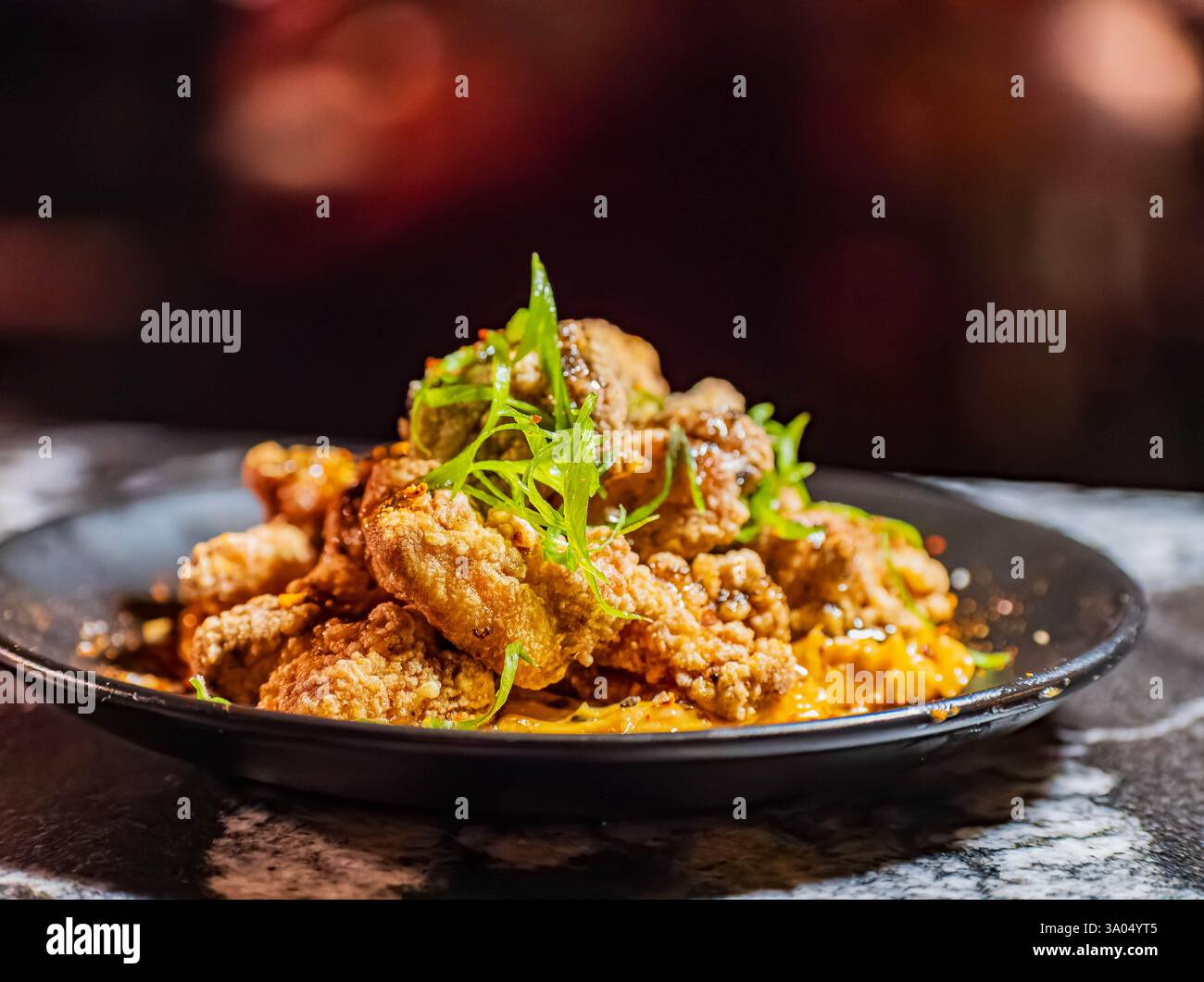 Primo piano di ali di pollo fritte al Texas Foto Stock