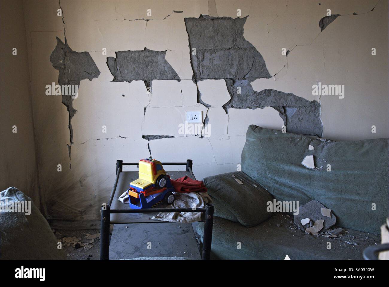 Giocattoli mantenuto alla camera danneggiato in nariman house Jewish Community Center da deccan mujahedeen terroristi attentato di Bombay Foto Stock