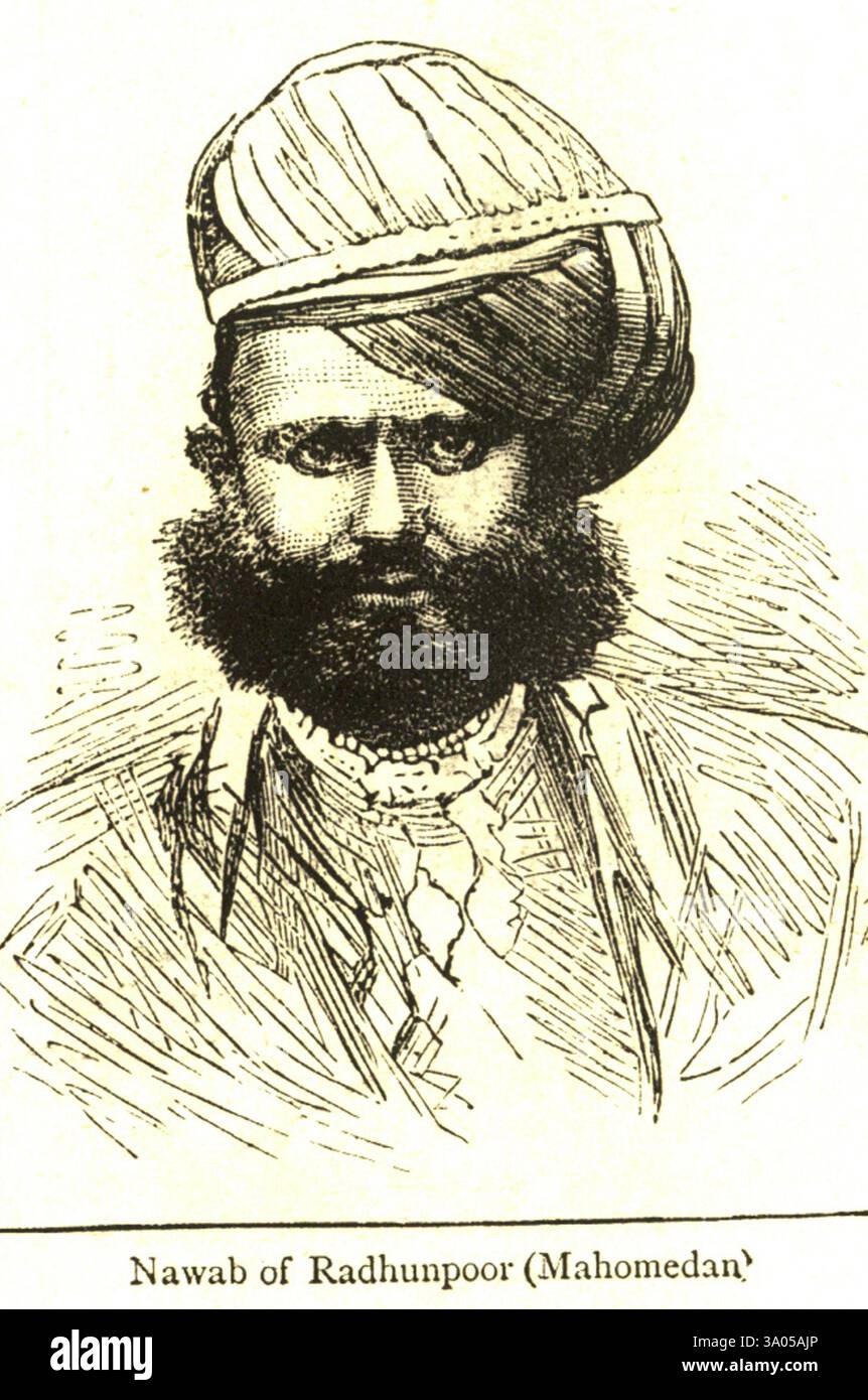 Ritratti litografici Nawab di Radhunpoor Mahomedan, India NO MR Foto Stock