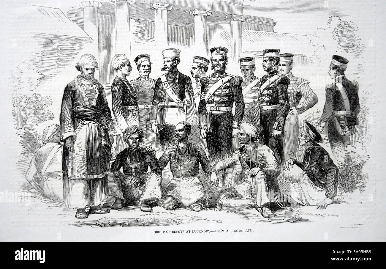 Gruppo di sepoy a Lunknow, Lucknow, Uttar Pradesh, India, Asia Foto Stock