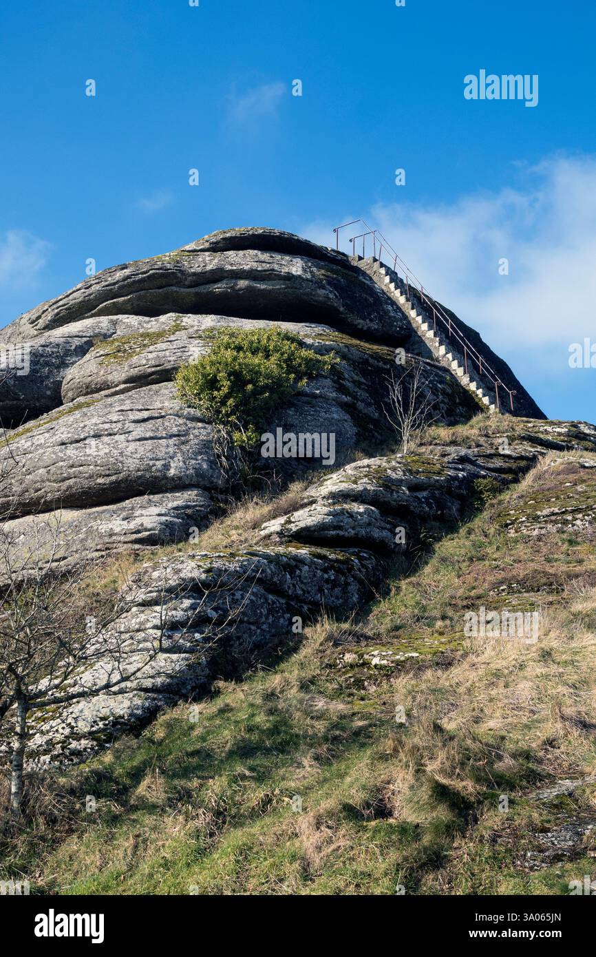 Regno Unito, Inghilterra, Devonshire, Dartmoor National Park. Blackingstone Rock vicino Bridford. Foto Stock
