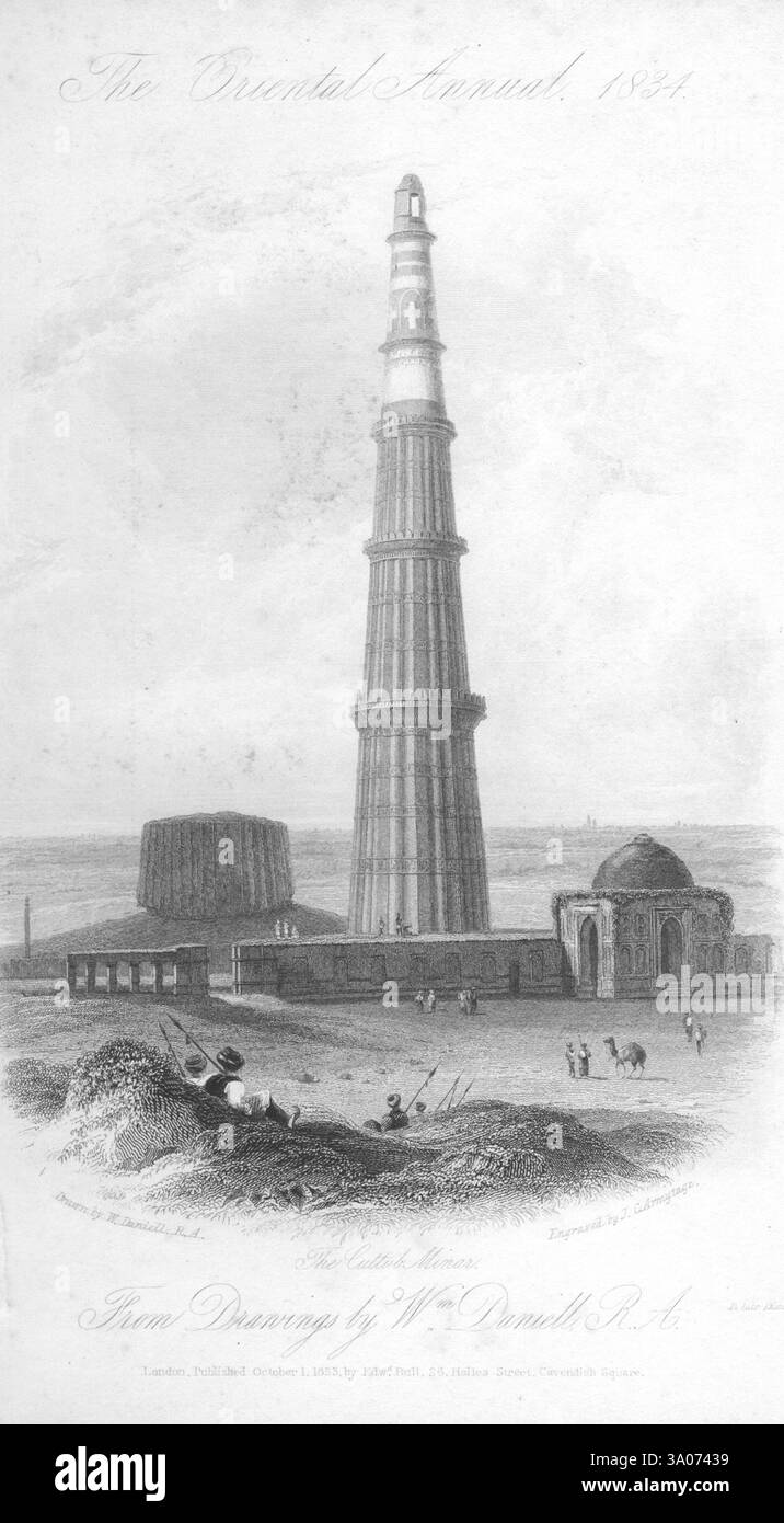 Cuttub Minar o Qtab Minar, Delhi, India, Asia Foto Stock