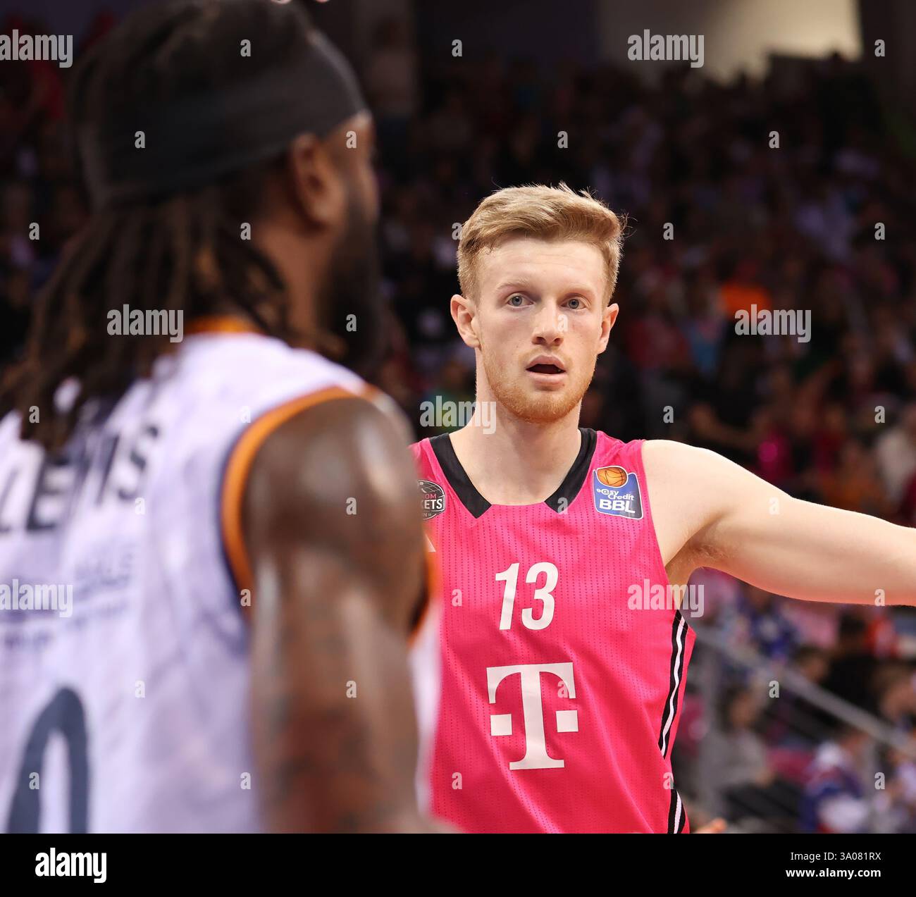 Bonn, Germania. 1 marzo 2025. Bodie Hume (Bonn), Telekom Baskets Bonn vs Rostock Seawolves, easyCredit BBL, Matchday 22, Bonn, 01.03.2025. Crediti: Juergen Schwarz/Alamy Live News Foto Stock
