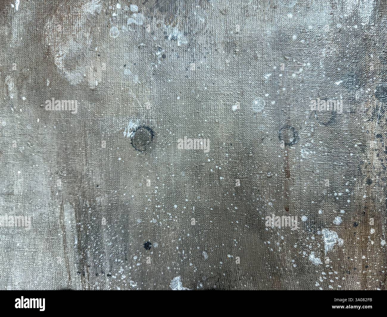 sfondo in tela dipinto astratto con blot e schizzi di vernice. Foto Stock