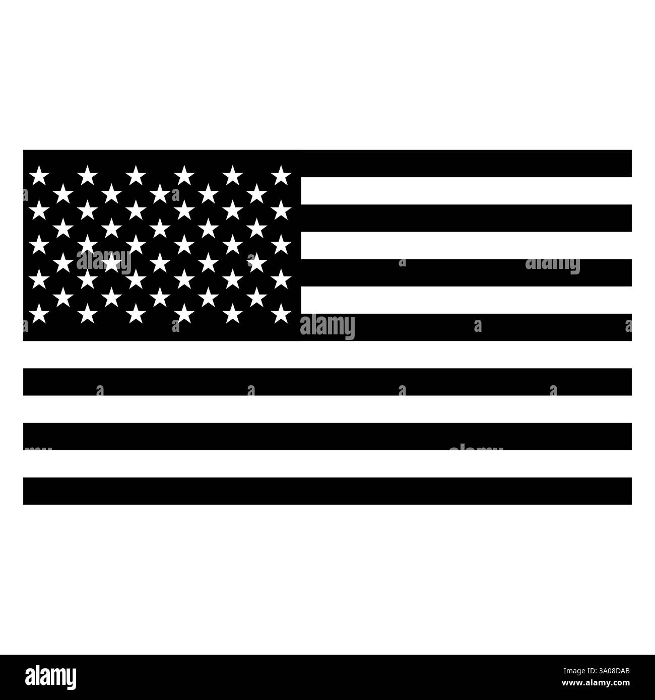 Elegante simbolo Patriottico con bandiera USA nera in grassetto Illustrazione Vettoriale