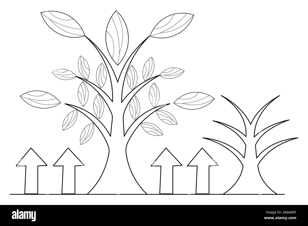 Lavorazione di piante in crescita grafica continua su una linea e illustrazione vettoriale minimalista con contorno isolato Illustrazione Vettoriale