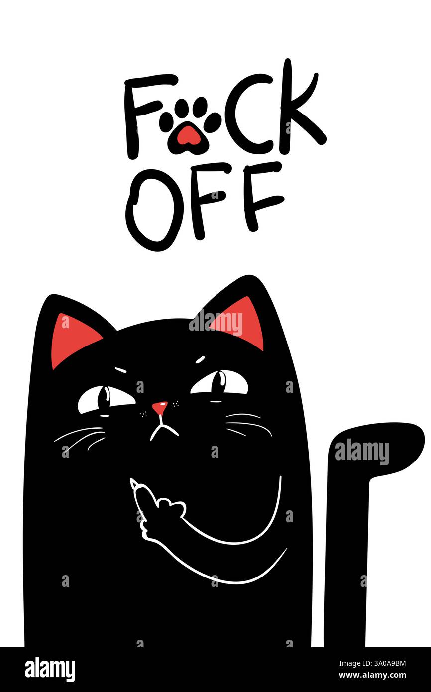 dito medio gatto nero. Illustrazione vettoriale EPS 10 Illustrazione Vettoriale