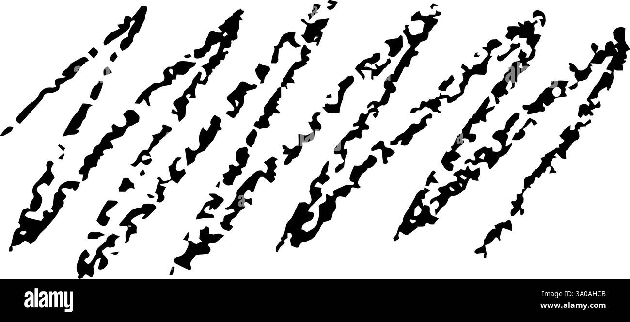 Pennello a gesso, zigzag, linea di tracciatura. Grana astratta disegnata a mano con gesso vettoriale Illustrazione Vettoriale