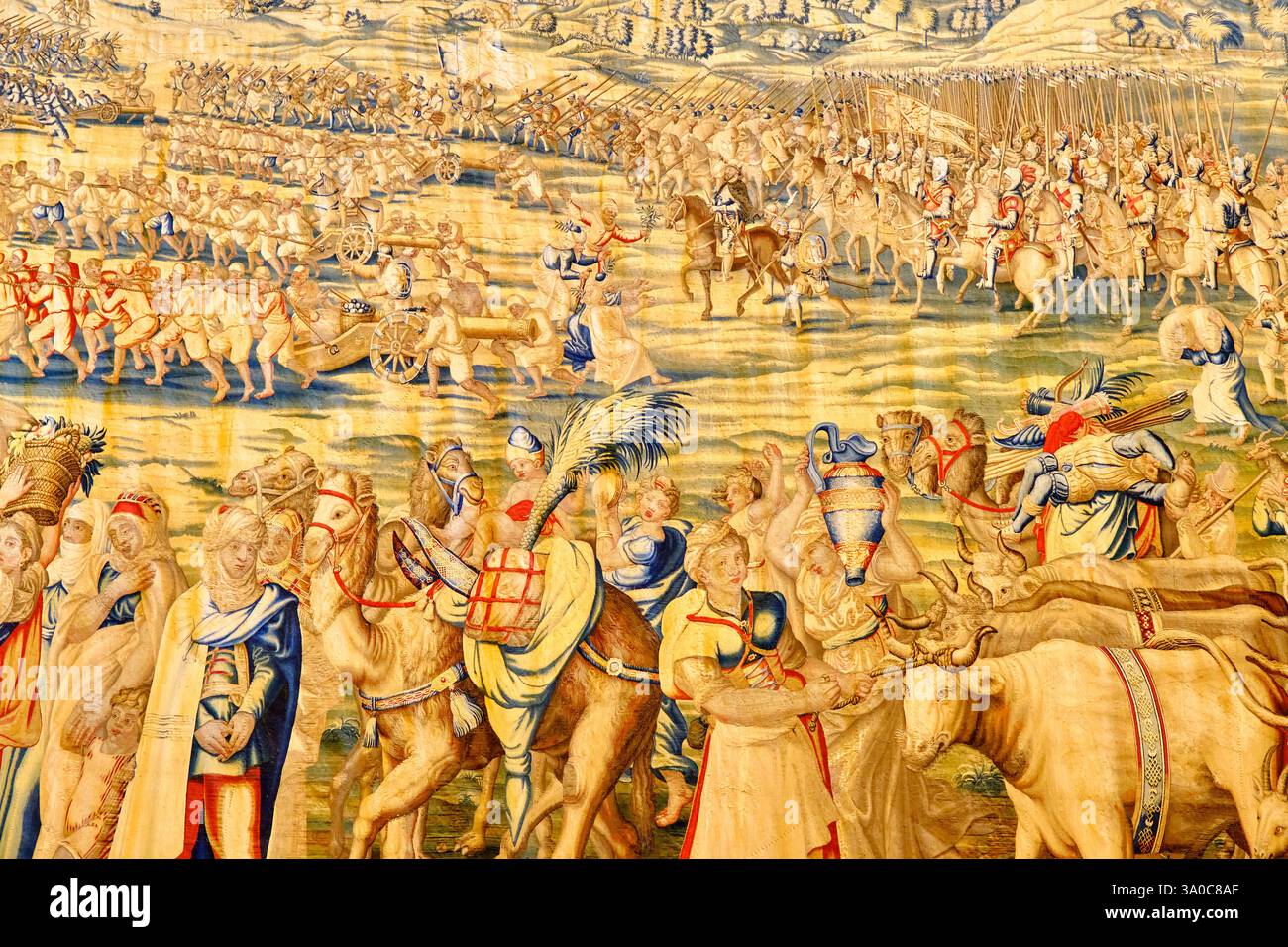 L'arazzo "A conquista da Tunísia" che Carlo V in seguito affidò alla sua vittoria nel 1535. Real Alcazar, Siviglia. Spagna Foto Stock