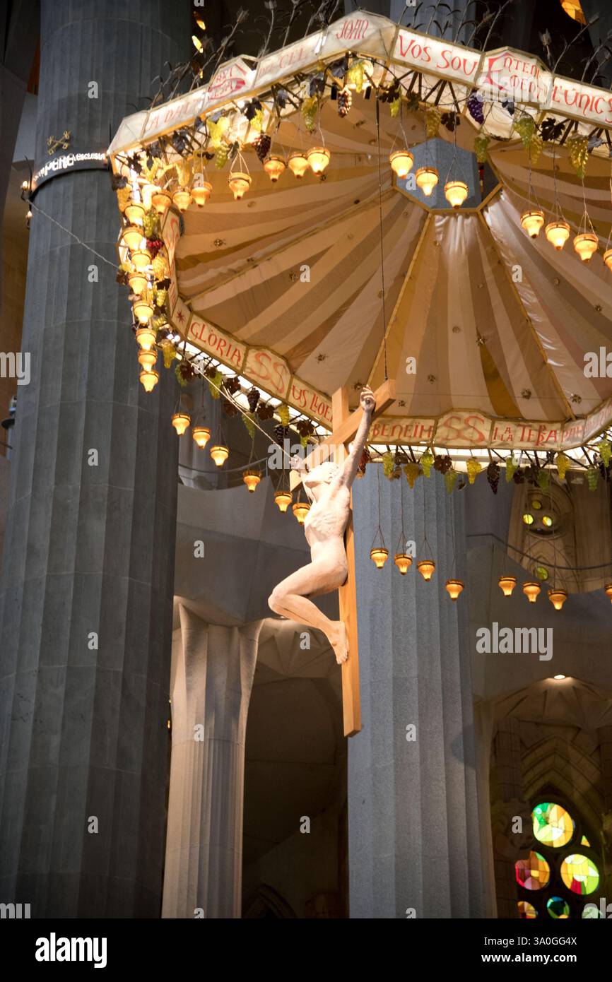 Barcellona,Catalogna,Spagna,architettura,edifici,edifici di Gaudi,Scene di strada,la Sagrada Familia Gaudí Cathedral Exteriors and Internals Foto Stock